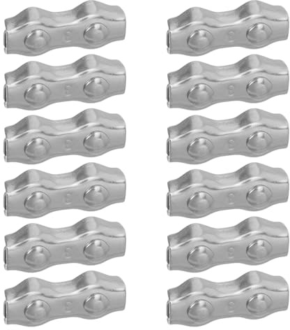 LIFKOME 12 Pezzi 12 Morsetti per Cavi in Acciaio Inox 304 M3 per Funi 2-2,5 Mm Doppio Bullone, Morsetti a Sella Antiruggine per Ancoraggio Nautico e Sollevamento Industriale