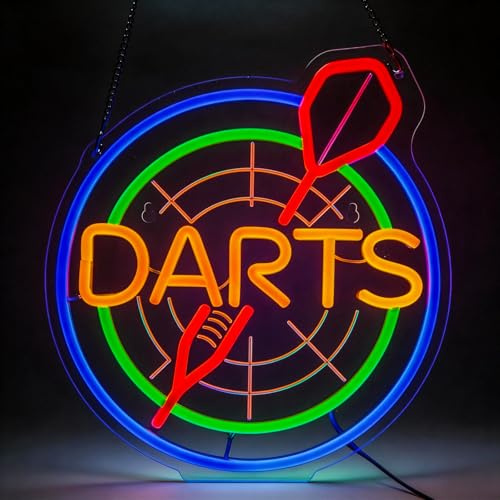 Dart Neon Light Sign for Wall Decor – Dimmable LED Sign for Bedroom, Bar, Club & Man Cave Decor, Game Room Decorations – Gifts for Boys, Men, Boyfriend, Husband – 13x12