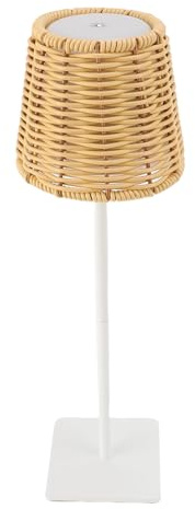 Agatige Rattan-Tischlampe, 120 lm, LED-Korblampen, 3-farbig, dimmbar, kabellos, Touch-Leselampe für Nachttisch, Restaurant, Resort, Hotel, Esstisch (White)