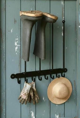 GAP GARDEN PRODUCTS- Solid Steel Wall Boot and Shoe rack holds up to 2 pairs of boots or shoes plus 8 hanging hooks (wall mounted)