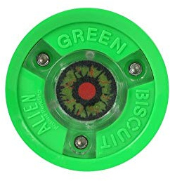 Green Biscuit Alien LED Light Passing Stick Handling Training Hockey Puck, Bright, And Durable Street Hockey Pucks, NHL Official