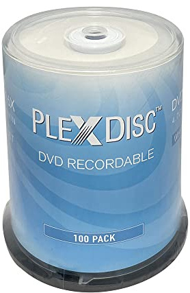 PlexDisc DVD+R 4.7GB 16X White Inkjet Printable Hub Printable - 100pk Cake Box (FFB) 63C-215-BX, 100 pieces