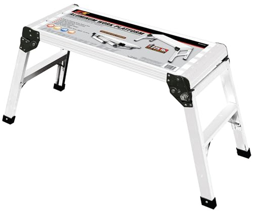 Performance Tool W54039 Klappbare Arbeitsplattform und Tritt aus Aluminium, 49,5 x 38,7 x 76,2 cm (H x B x L), Tragkraft 102 kg