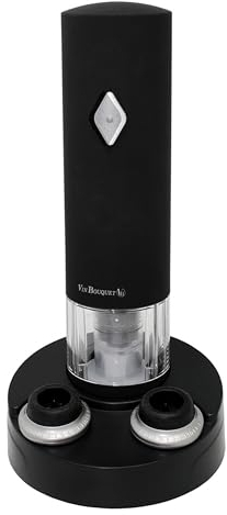 Vin Bouquet FIC 002 Conservateur Électrique avec Bouchons à Vide, Pompe à Vide Automatique avec Base Rechargeable, Noir