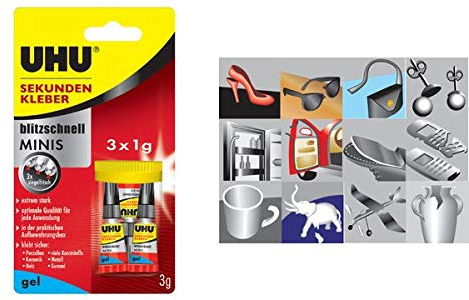 UHU Sekundenkleber blitzschnell MINIS GEL, 3 Tuben à 1 g, Sie erhalten 1 Packung, Packungsinhalt: 3 Stück