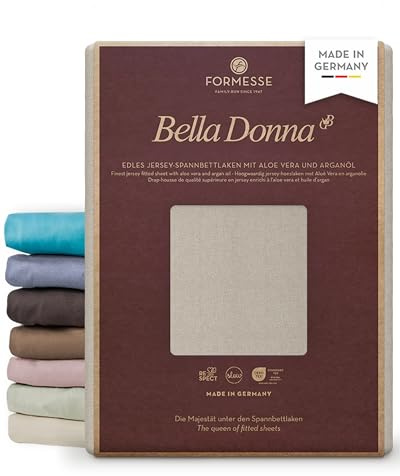 Bella-Donna Jersey Spannbettlaken perlgrau, 180x200-200x220 cm | FORMESSE Farbe Perlgrau; 180x190-200x220cm, bis 30cm; 97% Baumwollzwirn, 3% Elastan; Aloe vera&Arganöl, intensive Farben