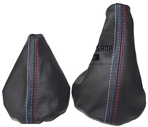 The Tuning-Shop Schaltsack und Handbremsmanschette kompatibel mit BMW E36 E46 aus Echtes Leder mit M3-Optik Nahten