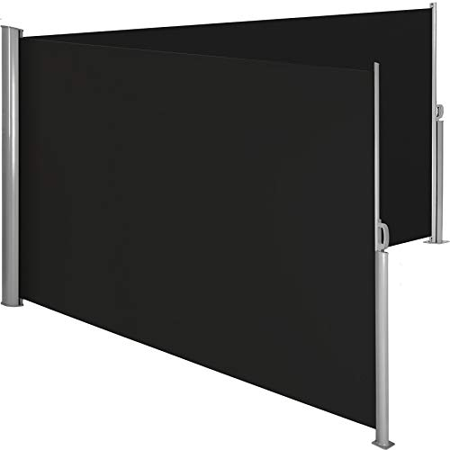 tectake® Tenda Frangivento Doppia Estensibile, Cassettone in Alluminio, Frangivista con Meccanismo Automatico, Protezione Solare e Privacy, Ideale per Balconi e Terrazzi, 160x600 cm - Nero