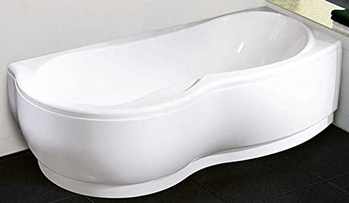 Novellini Venus Vasca da Bagno Standard Con Telaio 180x80/85 H55 cm Forma Esterna Tonda Curva Semicircolare Asimmetrica Interna Otto Angolare Destra Pannello Colonna Erogatore Acrilico Bianco Lucido