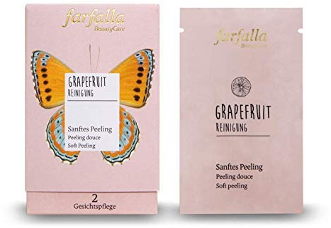 farfalla sanftes Peeling Grapefruit | 10x7 ml | Tray/Spender | Gesichtspeeling für Hauterneuerung | mit Vitamin C | 100% zertifizierte Naturkosmetik