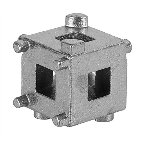 Disc Brake Piston Tool, Universal Carbon Steel Car Rear Disc Brake Piston Retractor Tool Wind Back Cube Calliper Adapter Silver for Vehicles with 4 Wheel Disc Brakes
