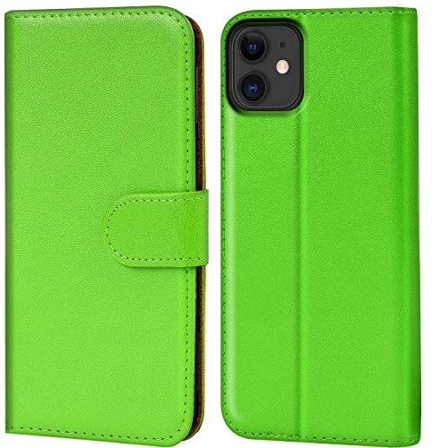 Verco iPhone 11 Hülle, Handyhülle für Apple iPhone 11 Tasche PU Leder Flip Case Schutzhülle Brieftasche (6,1 Zoll) - Grün
