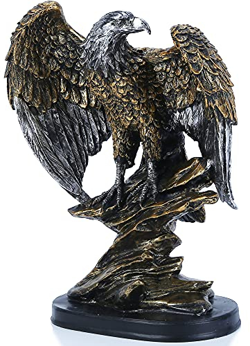 H&W 26cm H Patriotischer Adler Statue,Sandstein Harz Skulpturen für Männer,Wildvogel Adler Figuren,Abstrakte Kunst Statue Sammelfiguren für Home Büro Wohnzimmer Bücherregal Tabelle
