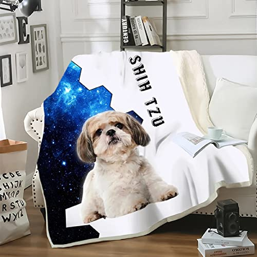 Shih Tzu Couverture en laine polaire moelleuse pour chien pour adultes et enfants Pour adultes et enfants 100 x 130 cm