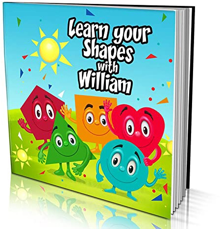 Personalised Story Book by Dinkleboo -Learn Your Shapes - for Kids Aged 0 to 8 Years - Your Child Will Learn to recognise Shapes Including Squares, Circles and More. 20x20cm Soft Cover