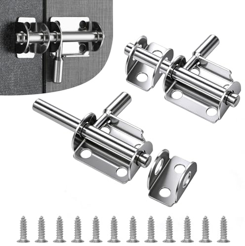 Wkmamo 2 Stück Türriegel Edelstahl,Schiebeschloss Bolzenriegel Riegel Türgleitbolzen Abschließbare Riegel,Riegelschloss Klein Tür Riegel für Badezimmer Toilette Schuppen Schlafzimmer (2 Stk, size 1)