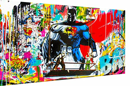 Magic Canvas Art Pop Art Batman Hero Held Impression sur toile 1 pièce Impression murale de qualité supérieure – B8172 80 x 40 cm