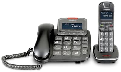 Emporia TALKHOME Combi TH-21ABB Combination DECT Corded Telephone - Black/Silver (Official UK & Ireland Version)