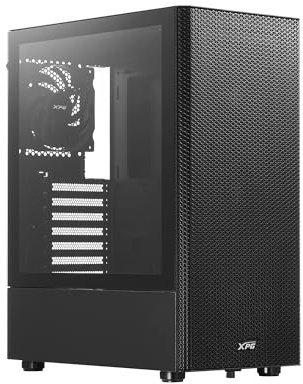 XPG Valor Mesh - Caja compacta ATX de Torre Media, diseño de Panel Frontal de Malla, Panel Lateral de Vidrio Templado de 3 mm, 4 Ventiladores de 120 mm preinstalados