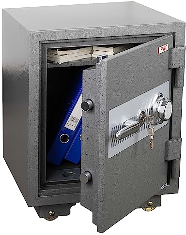 Tresor HWC-L48, feuerfest (60min) Safe Geldschrank Doppelbolzenverriegelung, 72kg Metall 60x46x47cm 39L - grau