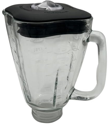 Replacement 5 Cup Clover Shape Glass Blender Jar 084036-000-000 with lid,Compatible with Oster® blender models 6647, 6750, 6804, 6805, 6806, 6809, 6811, 6814, 6854, 6864, 6870. (black lid, Glass)
