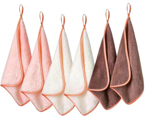PHOGARY Mikrofaser Abschminktücher Waschbar für Schonende Gesichtsreinigung, 6 Stück Quadrat Waschlappen Microfaser Gesichtstücher Mikrofaser Handtuch Gesicht Makeup Entferner Tuch (30x30cm, Braune)