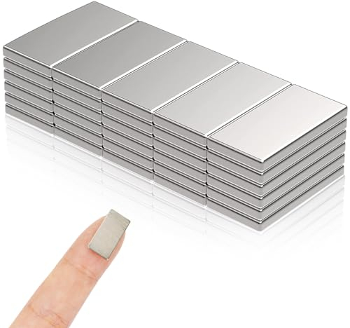 EXIN DEHCEN Lot de 30 aimants plats puissants rectangulaires en néodyme puissants pour réfrigérateur, photo, artisanat (20 x 10 x 1 mm)
