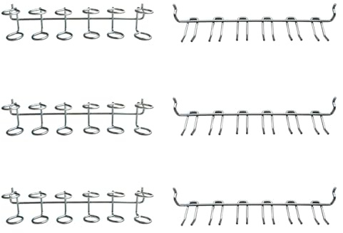 Pegboard Screwdriver Holders Organizer Pegboard Plier Holders Steel Peg Board Tool Utility Hooks Accessories Shelving Display Multi-Ring Tool Organizer Racks for Shop Store, Zinc Plated