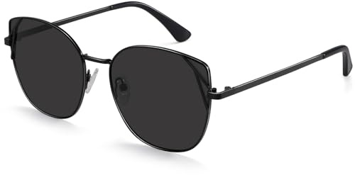 Dollger Cat Eye Sonnenbrille für Frauen Übergroße Trendy Retro Cateye Sonnenbrille UV400 Schutz,Schwarz