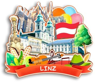 Quwsne Kühlschrankmagnet Linz Österreich Kühlschrankmagnet Stadt Reise Souvenirs Touristengeschenke 3D klassische Sehenswürdigkeiten handgefertigt Handwerk Heimdekoration - 1493