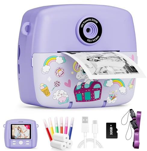 Sofortbildkamera Kinder,Kinderkamera Kompaktkameras 1080P HD Sofortdruck von Fotos,Geburtstagsgeschenk Weihnachten Geschenk Spielzeug ab 3 4 5 6 8 7 9 10 11 Jahre Mädchen Jungen 3 Rollen Fotopapier