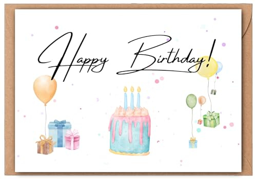 MOKY Geburtstagskarte Glückwunschkarte zum Geburtstag Happy Birthday Postkarte mit Umschlag