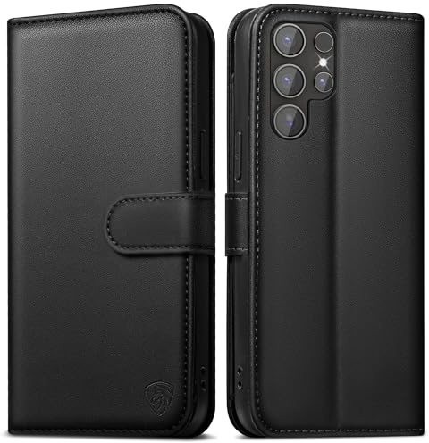 EASDNB Handyhülle für Samsung Galaxy S24 Ultra Hülle Wallet Premium Leder Klappbar für Samsung S24 Ultra 5G Flip Case Magnet Kartenfach Standfunktion Tasche Schutzhülle für Galaxy S24 Ultra,Schwarz