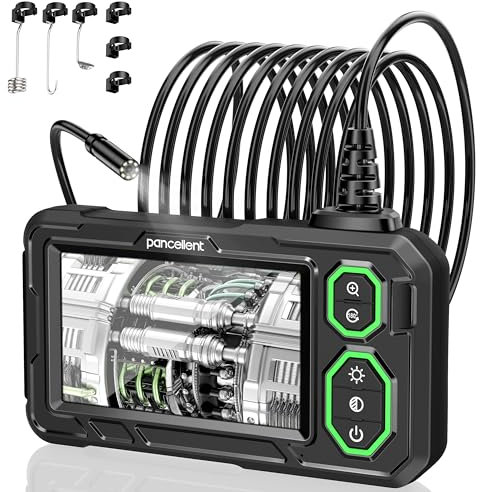 Pancellent Industrielle Endoskop Inspektionskamera,4,3-Zoll-IPS-Boreskop-Kanalkamera mit 1920P Handheld IP67 Wasserdichter Schlangenkamera mit 8 LED-Leuchten, 5 m/16,5 Fuß halbstarrem Kabel