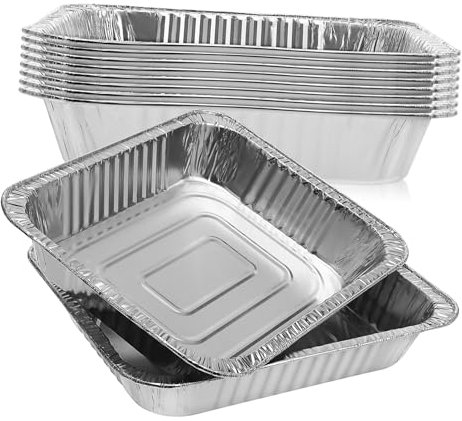 HAKIDZEL 10pièces Plateaux Aluminium Jetables Pans Aluminium Pour Rôtissage Cuisson Et Préparation Alimentaire Plats Polyvalents Pour Barbecue Et Four