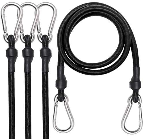 Cuerdas elásticas de 3 pies/6 pies de largo con clips de mosquetón, correas elásticas resistentes de 36 pulgadas/72 pulgadas con ganchos, cuerda de equipaje para camping, motocicleta, coche, maletero,