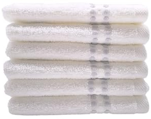 Maisonette Classy 100% Baumwolle Waschlappen (30 x50cm, 6er-Pack) - Gesicht, Hand Weiß Handtücher für Badezimmer & Kleine Gästehandtücher