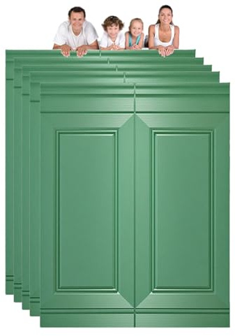 GFLCWYP 10 Stück Wandverkleidung Steinoptik in Grün, Wandpaneele Aus Kunstschaum-Ziegelsteinen Abziehen Und Aufkleben, Selbstklebende Paneele Wand, Perfekt Für Die Innenwanddekoration