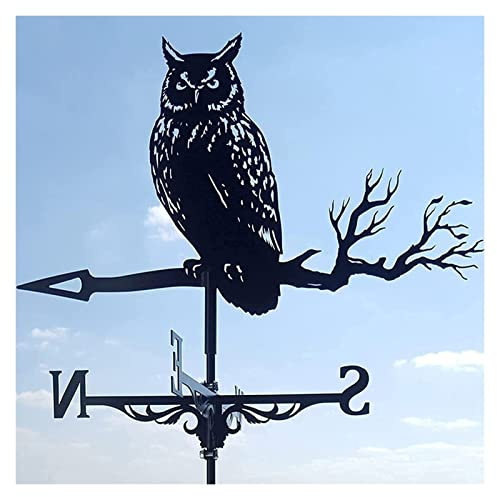 XINYUNFEI Wetterhahn Metall für Garten Dächer Weathervane Kreative Eule Auf Der Zweig Skulpturen Wetter Flügel Eisen Wetter Flügel Beschichtung Häuser Patio Rawns