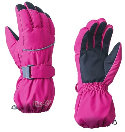 SRTUMEY Kids Ski Mittens Waterproof Snow Gloves Child Winter Snowboard Mittens Skiing Gloves Thermal Snow Mittens Warm Fleece Lined Full Finger Gloves for Boys Girls