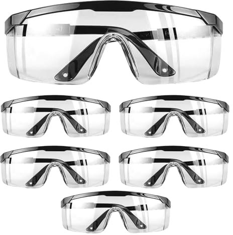 YYUEZHI 6 Stück Schutzbrille, Sicherheitsbrillen Arbeitsschutzbrille, Schutzbrille Für Brillenträger, Staubdicht, Windschutz, Verstellbar Bügeln, Vollsichtbrille Für Labor, Chemie, Fahrrad