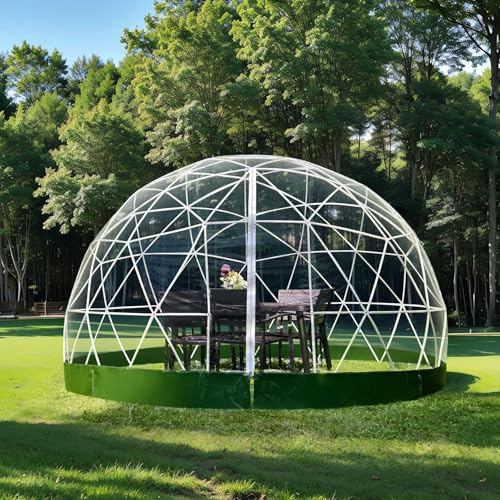 Garden Dome House Camping Zelt, Upgraded Wetterfeste Geodätische Kuppel Gewächshaus mit transparenter Abdeckung für 4-8 Personen, Gartenkuppel für Outdoor, Weihnachten
