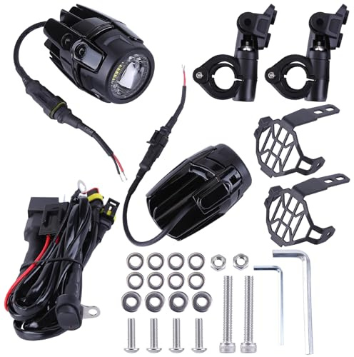 ISAKEN Zusätzliche LED Scheinwerfer für Motorrad, 40W 4000LM 6000K LED Nebelscheinwerfer mit Kabelbaum für BMW R1200GS F850GS, Zusatzscheinwerfer Lauflicht