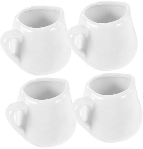 GLEAVI 4 pièces Pichet à Lait Céramique Cruche Réutilisable pour Sauce et Crème Petit Pot de Conservation Robuste pour Cuisine