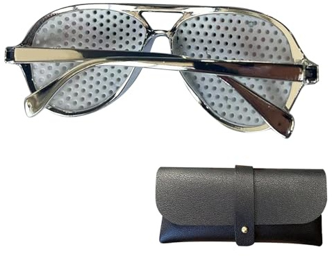 Hiborth Vision Correction Glasses, Pinhole Glasses for Improving Vision, Distance & Myopia Support Eye Protection Exercise Eyewear (D)