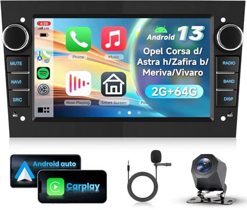 VECHTEL 2G+64G Autoradio Android 15 für Opel Corsa d/Astra h/Zafira b/Meriva/Vivaro, 7 Zoll HD Touchscreen Auto Radio mit Drahtlos Carplay Android Auto GPS Wi-Fi Bluetooth FM RDS Radio Rückfahrkamera