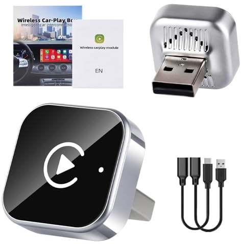 KIMIGO Adaptador CarPlay Inalambrico,Adaptador Inalámbrico Android Auto y CarPlay,USB-A/Tipo C,Plug-and-Play para Conexiones Rápidas y Estables,Adaptadors 2 en 1 Compatible con iOS 10+ y Android 11+