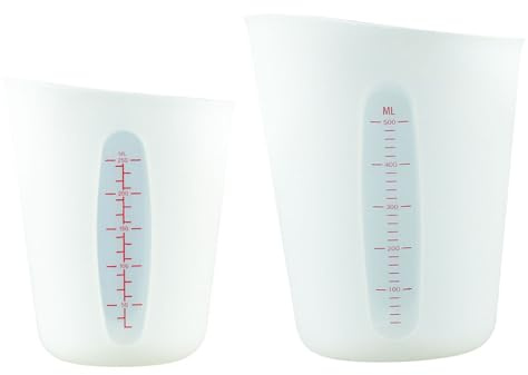 Set di 2 misurini in silicone da 250 ml e 500 ml, con scala graduata, tazze di capacità per misurare liquidi