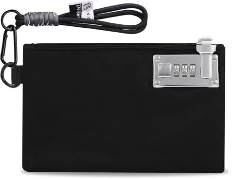 Anti-luktväska med kombinationslås, skyddar pengar på kontanter, telefon och kreditkort, 21 cm x 13 cm med hänglås, robust nylon, perfekt för värdefulla bilder, pass och smycken