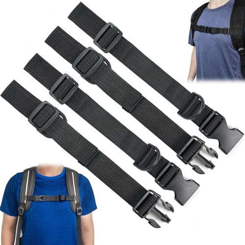 2 Pieces Backpack Strap, Adjustable Rucksack Chest Straps with Clips | Quick Release Buckle for Bag Outside Travel, rock climbing, jogging Extender Strap Luggage Suitcases